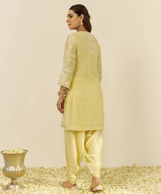 Lemon yellow sara - short kurta with salwar and dupatta 4