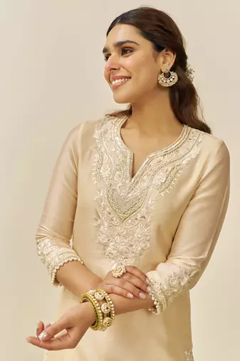 Beige haniya - short kurta with salwar