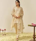 Beige haniya - short kurta with salwar and dupatta