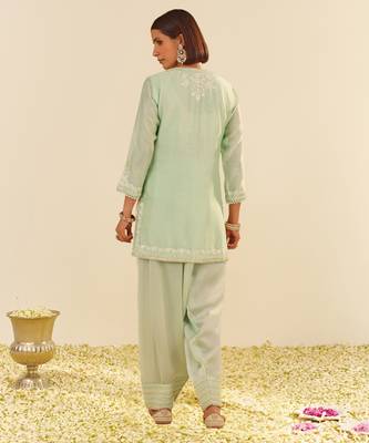 Mint green haniya - short kurta with salwar 3