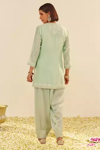 Mint green haniya - short kurta with salwar