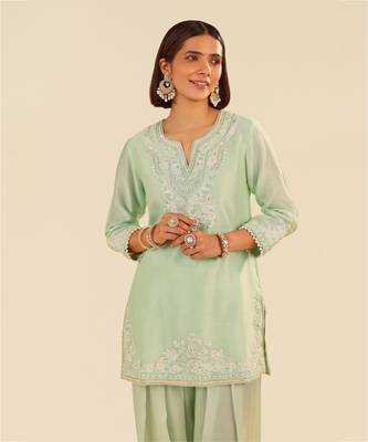 Mint green haniya - short kurta with salwar 4