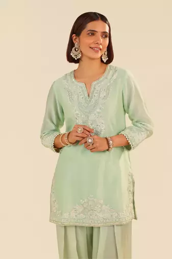 Mint green haniya - short kurta with salwar