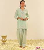 Mint green haniya - short kurta with salwar and dupatta