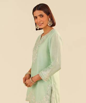 Mint green haniya - short kurta with salwar and dupatta 4