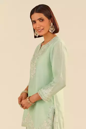 Mint green haniya - short kurta with salwar and dupatta
