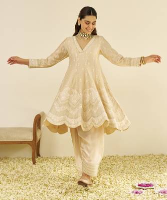 Beige meeram - short anarkali with salwar 2