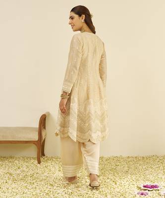 Beige meeram - short anarkali with salwar 4