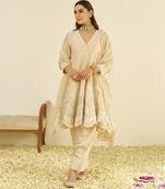 Beige meeram - short anarkali with salwar and dupatta