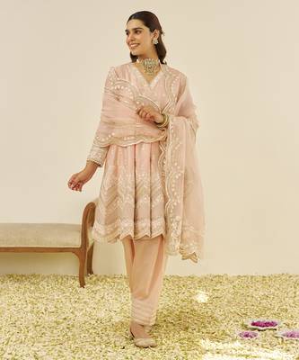 Off rose meeram - short anarkali with salwar and dupatta 1