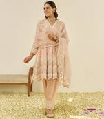 Off rose meeram - short anarkali with salwar and dupatta