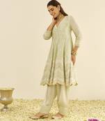Mint green meeram - short anarkali with salwar
