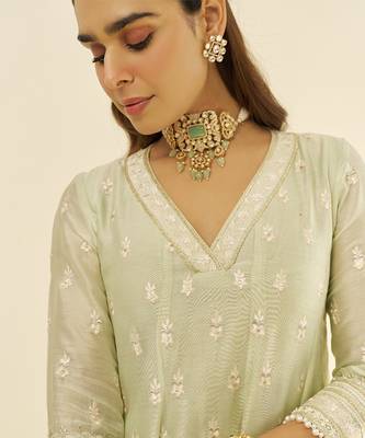 Mint green meeram - short anarkali with salwar 2