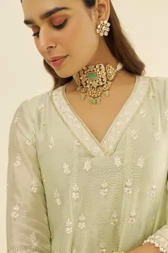 Mint green meeram - short anarkali with salwar