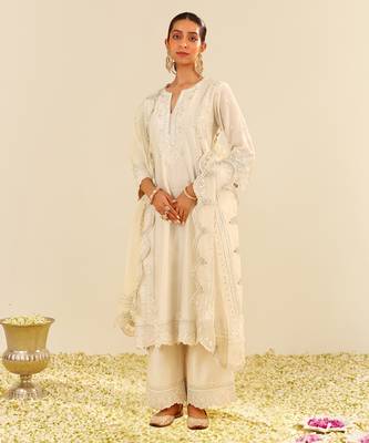 Daisy ivory sumaiya - a-line kurta with palazzo and dupatta 1