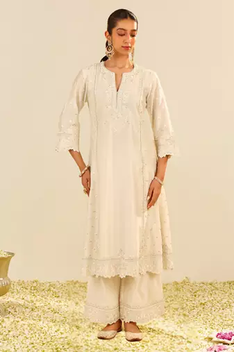 Daisy ivory sumaiya - a-line kurta with palazzo and dupatta