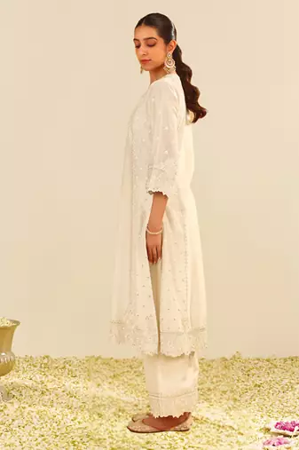 Daisy ivory sumaiya - a-line kurta with palazzo and dupatta