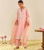 Blush pink sumaiya - a-line kurta with palazzo and dupatta