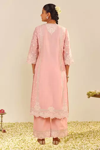 Blush pink sumaiya - a-line kurta with palazzo and dupatta