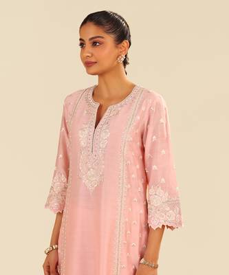 Blush pink sumaiya - a-line kurta with palazzo and dupatta 4