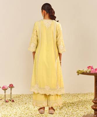 Lemon yellow sumaiya - a-line kurta with palazzo 2