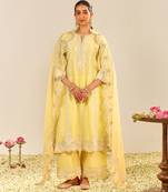 Lemon yellow sumaiya - a-line kurta with palazzo and dupatta