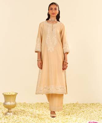 Beige sereen - a-line kurta with palazzo 1
