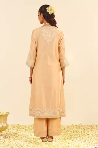 Beige sereen - a-line kurta with palazzo
