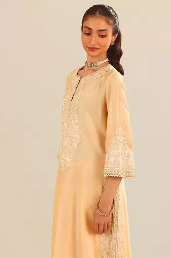 Beige sereen - a-line kurta with palazzo