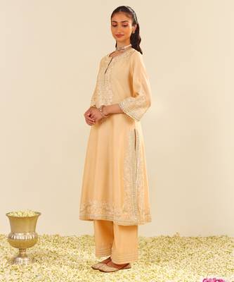 Beige sereen - a-line kurta with palazzo 4