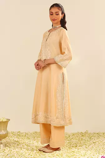 Beige sereen - a-line kurta with palazzo