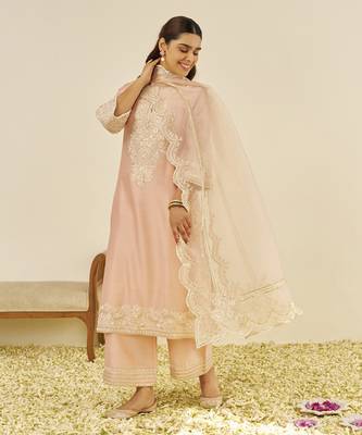 Off rose sereen - a-line kurta with palazzo and dupatta 1
