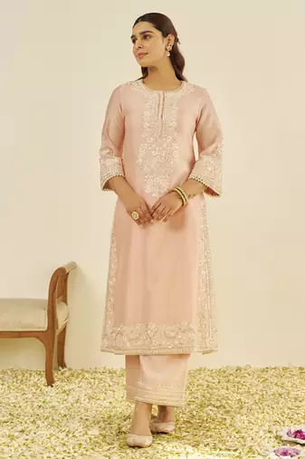 Off rose sereen - a-line kurta with palazzo and dupatta