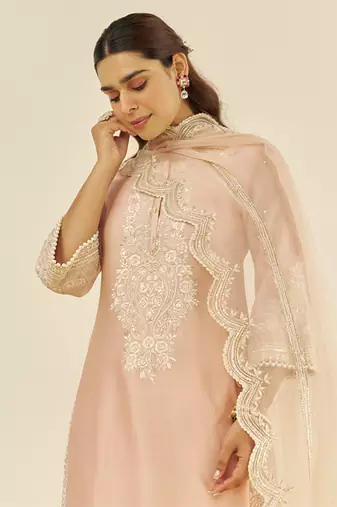 Off rose sereen - a-line kurta with palazzo and dupatta