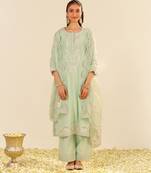 Mint green sereen - a-line kurta with palazzo and dupatta