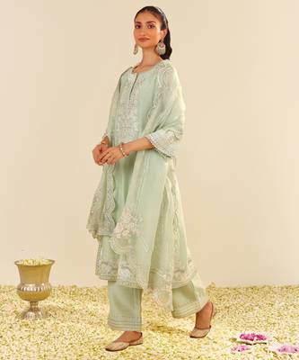 Mint green sereen - a-line kurta with palazzo and dupatta 2