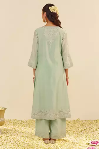 Mint green sereen - a-line kurta with palazzo and dupatta