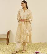 Beige maaroofa - long chauga with salwar