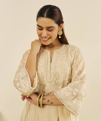 Beige maaroofa - long chauga with salwar 2