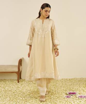 Beige maaroofa - long chauga with salwar 3