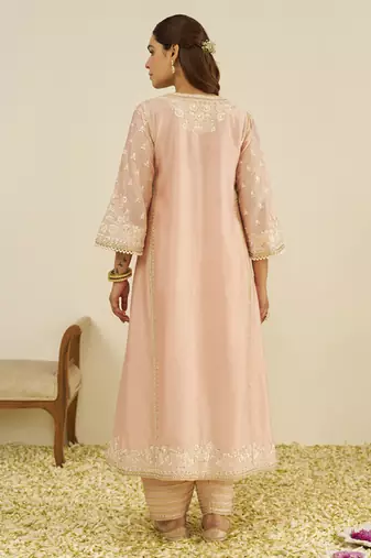 Off rose maaroofa - long chauga with salwar