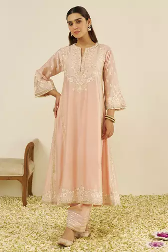 Off rose maaroofa - long chauga with salwar