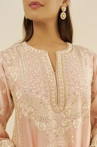 Off rose maaroofa - long chauga with salwar