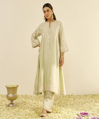 Mint green maaroofa - long chauga with salwar 1