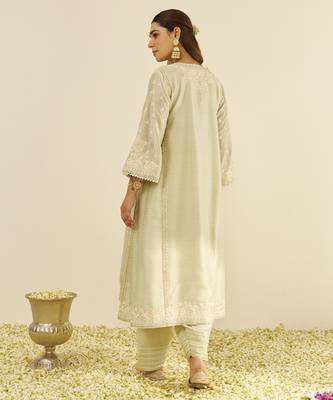 Mint green maaroofa - long chauga with salwar 2