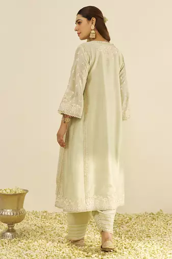 Mint green maaroofa - long chauga with salwar