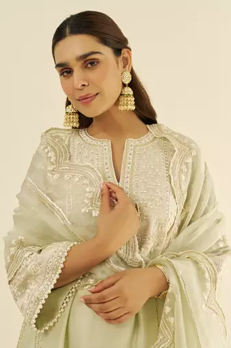 Mint green maaroofa - long chauga with salwar
