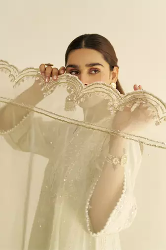 Mint green maaroofa - long chauga with salwar