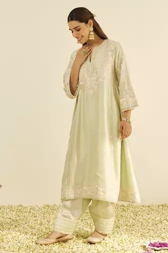 Mint green maaroofa - long chauga with salwar