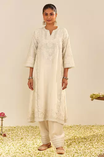 Daisy ivory maziya - long chauga with salwar and dupatta